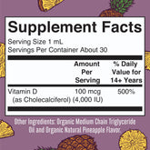 Close-up of Vitamin D3 Liquid Drops dropper with 4000 IU per serving